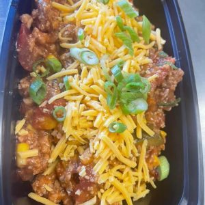 NEW Turkey and vegetable chili with shredded cheese