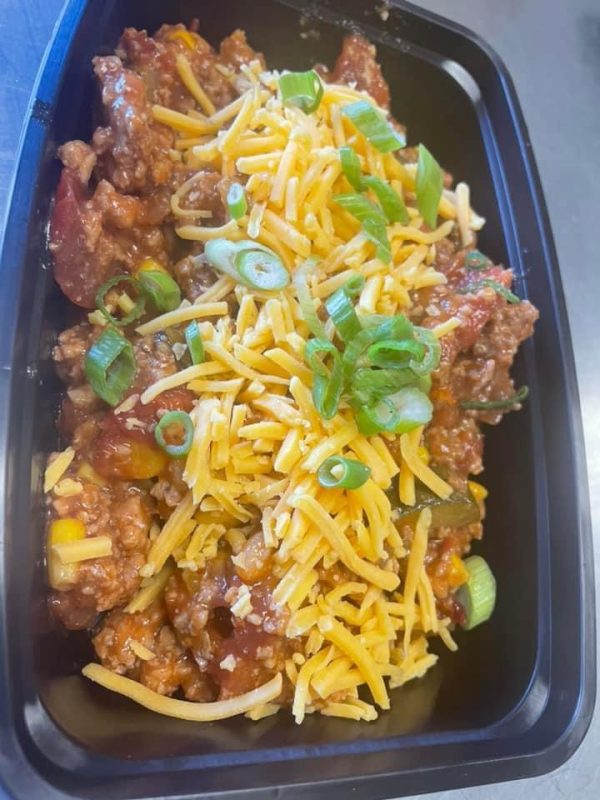 NEW Turkey and vegetable chili with shredded cheese