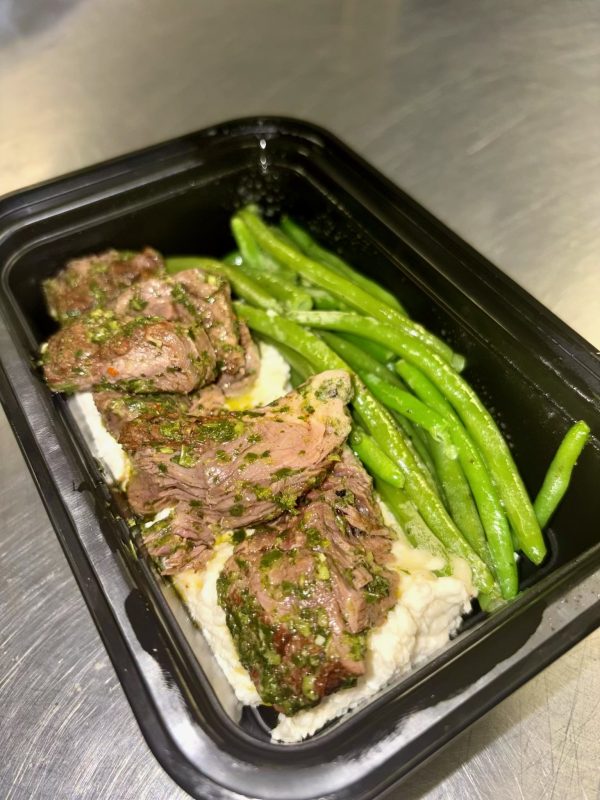 Keto Chimichurri Steak with Cauliflower Puree and Green Beans
