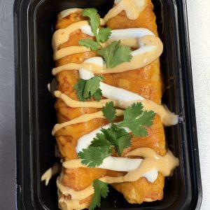 High Protein Ranchero Chicken and Spinach Enchiladas