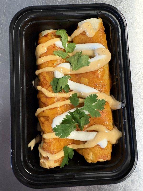 High Protein Ranchero Chicken and Spinach Enchiladas