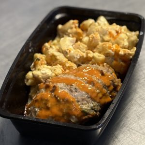 Buffalo Chicken Stuffed with Broccoli and Cream Cheese with our Cottage Cheese Queso Elbow Mac and Cheese