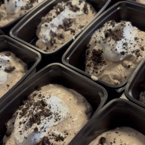 Cookies and Cream Protein Pudding with sugar free cool whip
