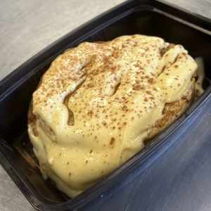 Banana Cream Protein Pancakes with light cinnamon